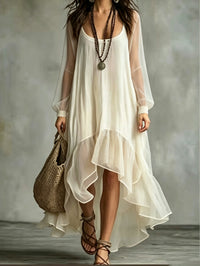 Women's Mesh Asymmetrical Flowy Dress - image 8
