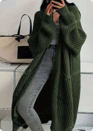 Women's Oversized Chunky Knit Long Cardigan with Pockets - image 11
