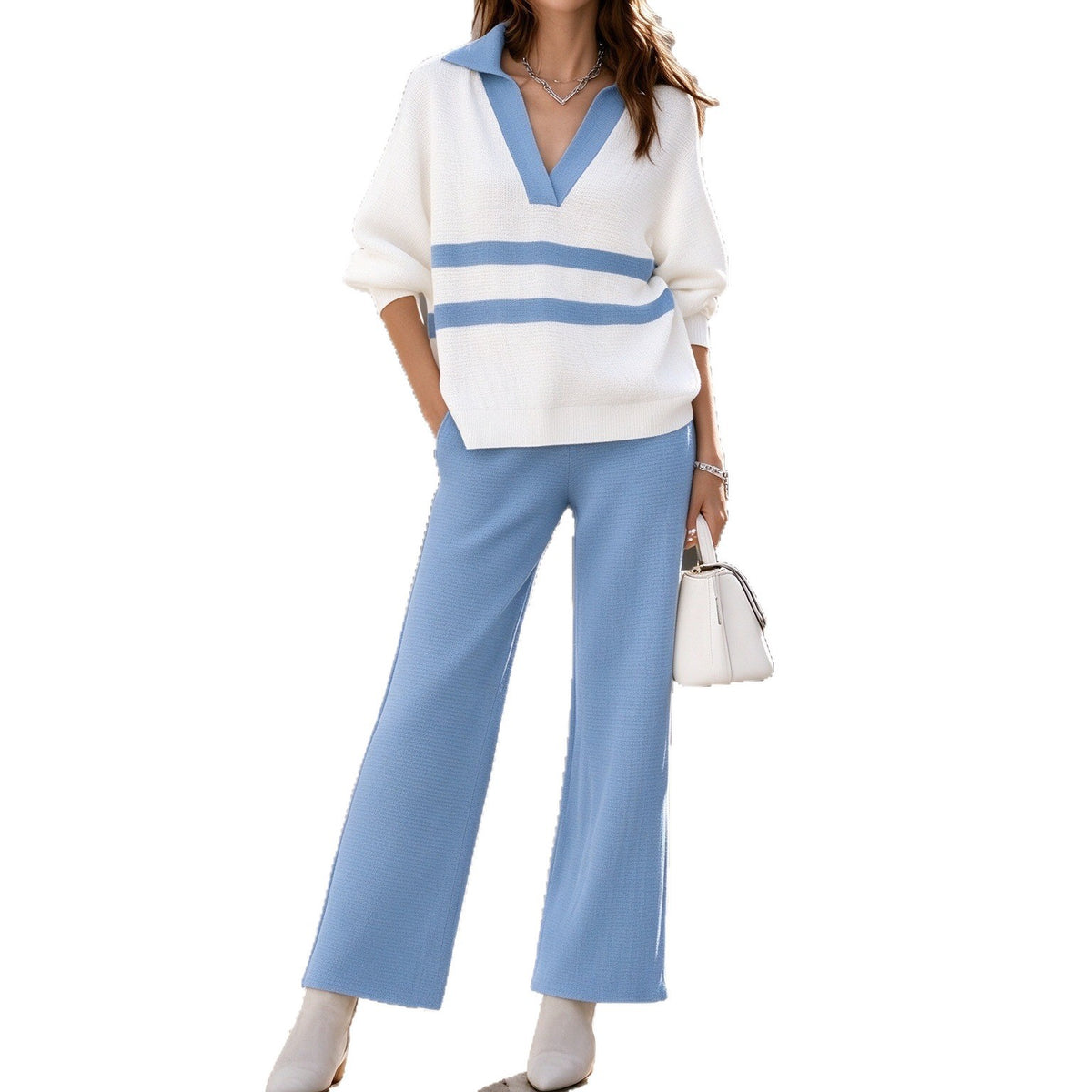 Women's Color Block Striped Top and Pants Set - image 5