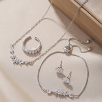 Silver Leaf Zircon Jewelry Set - image 1
