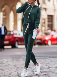 Hoodie With Drawstrings High Waist Trousers Casual Sweatshirt Two-piece Suit - image 8