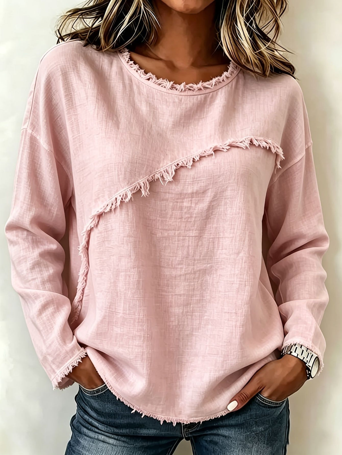 Women's Lace Patchwork Long Sleeve Round Neck Loose T-Shirt