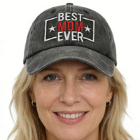 Best Mom Ever Embroidered Baseball Cap, Vintage Washed - image 1