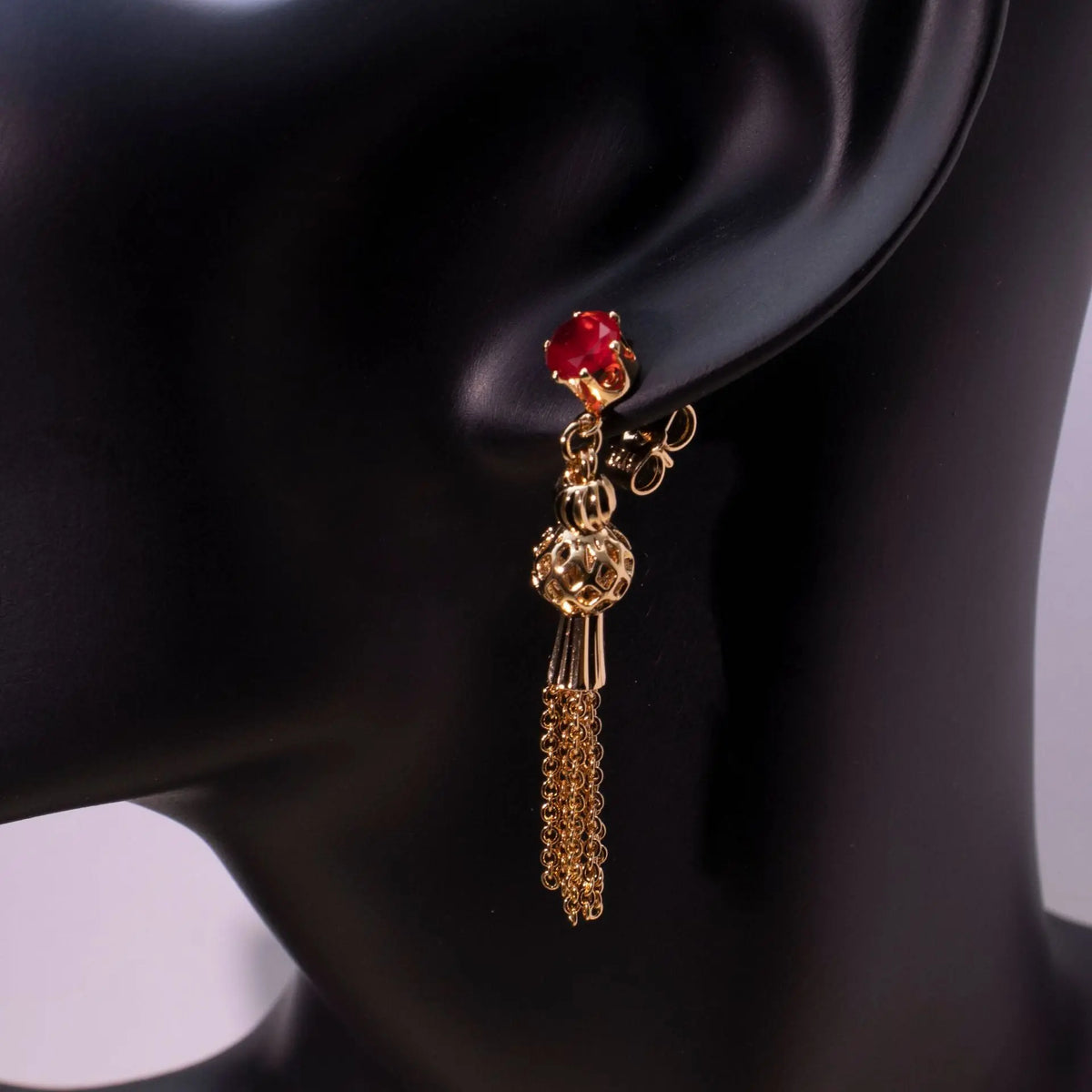 Pendientes de gota con borlas de cristal dorado - image 4