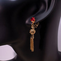 Gold Crystal Tassel Drop Earrings - image 4