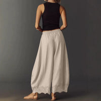 Cropped Bootcut Pants with Lace Panel - image 3