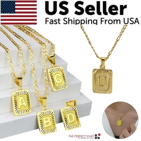 Gold Initial Letter Pendant Necklace