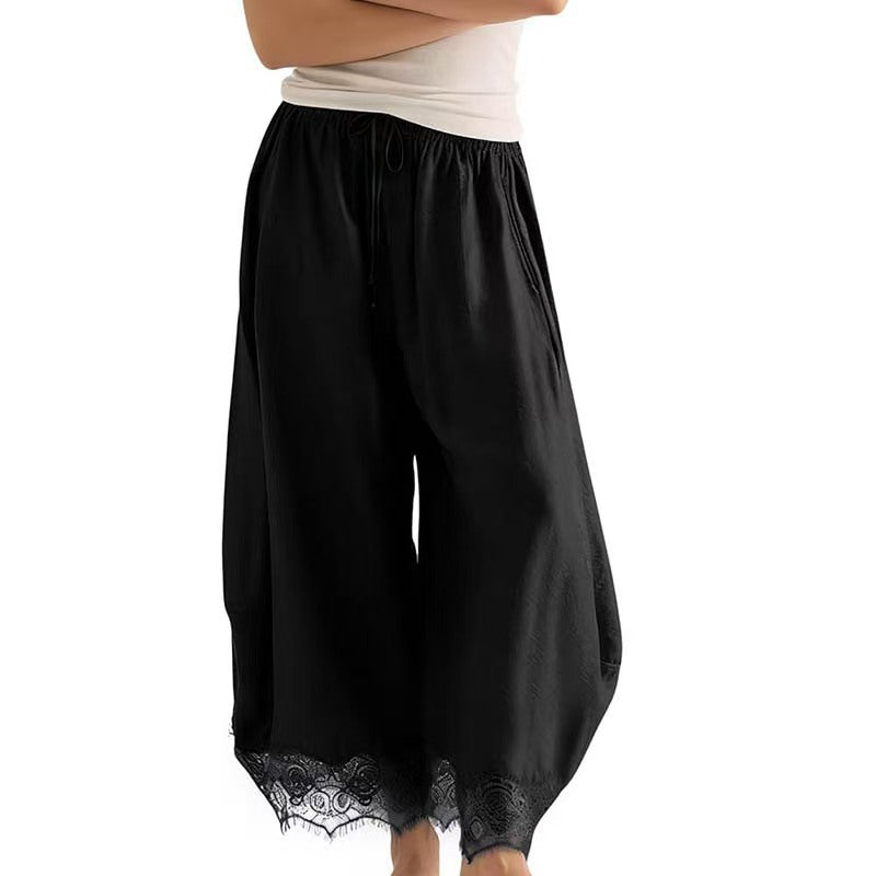 Cropped Bootcut Pants with Lace Panel - image 7