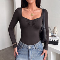 Heart Neck Long Sleeve Knit Bodycon Jumpsuit - image 3