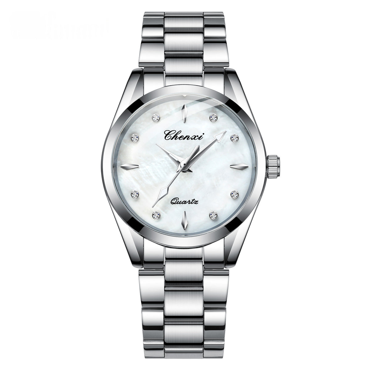 Mother-of-Pearl Dial Rhinestone Steel Watch - image 4