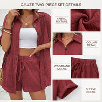 Women's Button Top & Lace-Up Pants Set - image 3