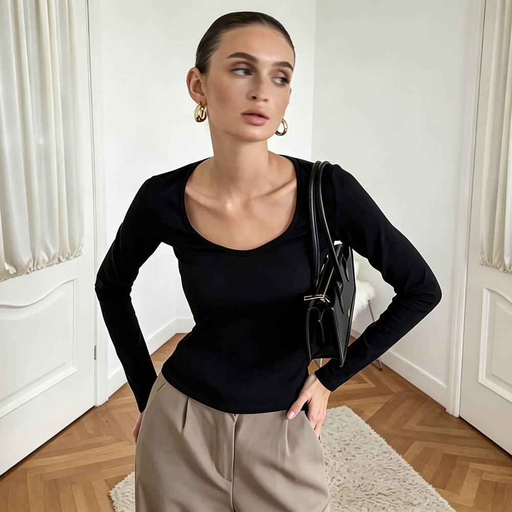 U-Neck Slim Fit Long Sleeve Base Top - image 10