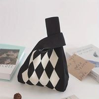 Only Self Pickup---Handbag Women's Knitted Wool Bucket Bag Versatile Handbag Casual Tote Bag Box Rice Bag - image 12