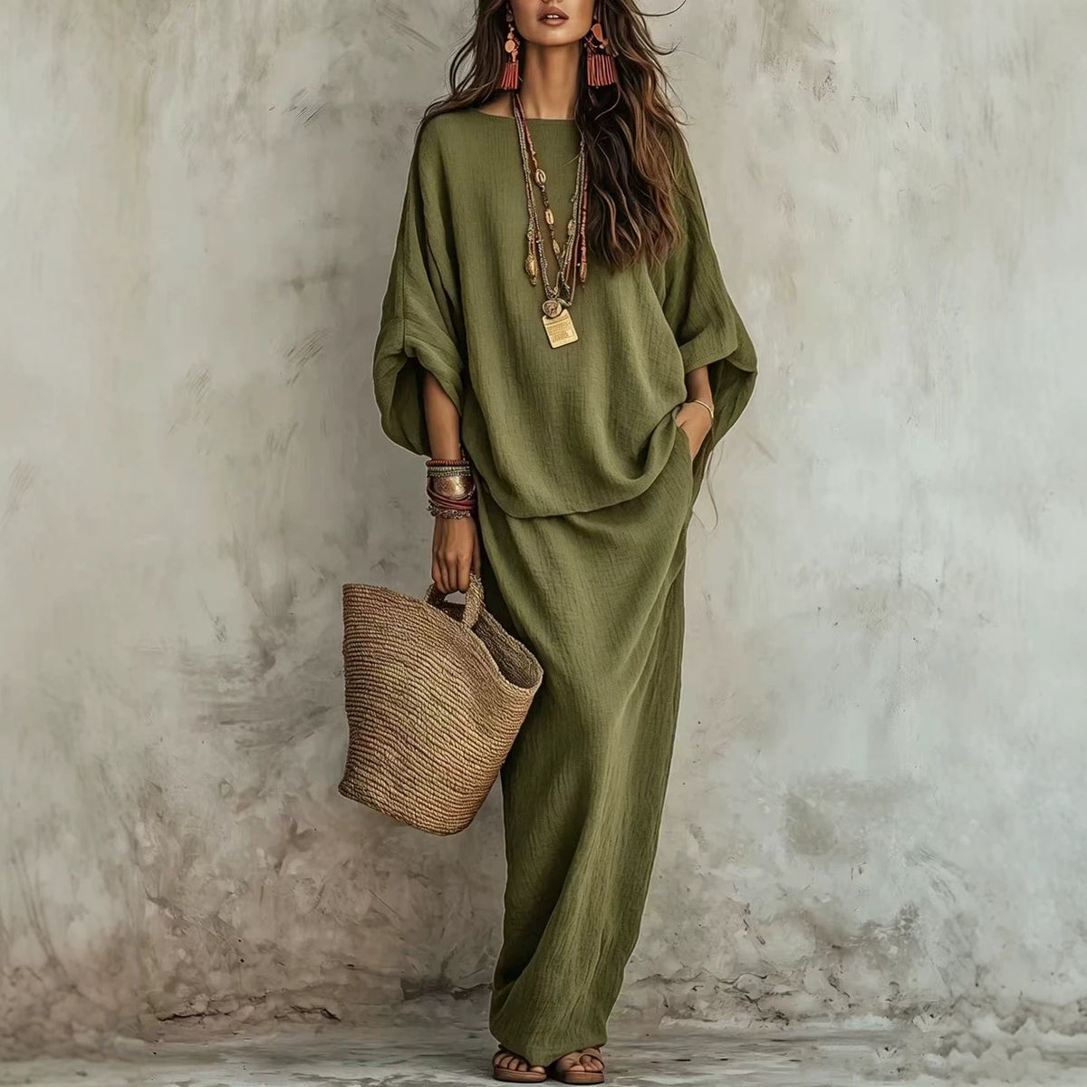 Loose Long Dress Two-Piece Set - image 3