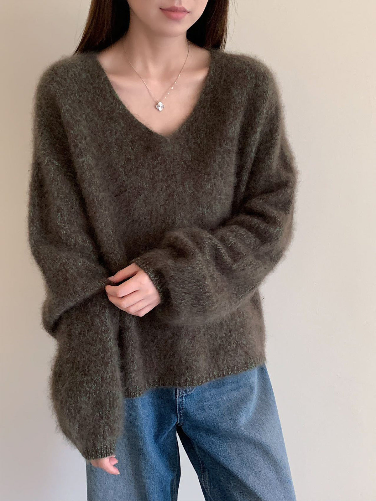 Women's Fuzzy Loose Pullover Sweater - image 5