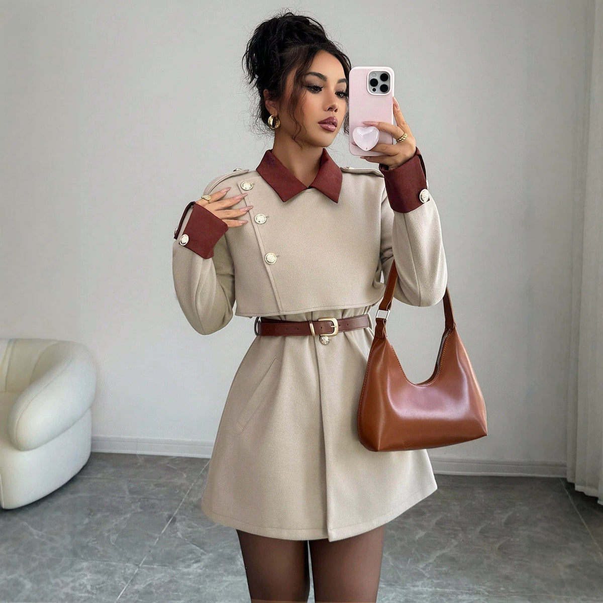 Notch Collar Slim Fit Wool Coat