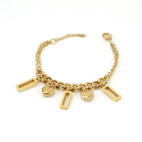 18K Gold Heart Bar Bracelet - image 6