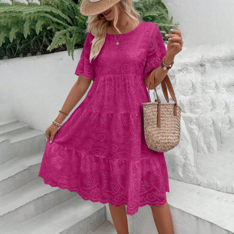 Women's Embroidered Eyelet A-Line Midi Dress - image 8