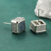 Square Blue Crystal Stud Earrings - image 4