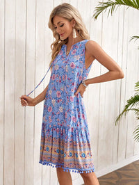 Holiday Spun Rayon Printed V-neck Dress For Women - image 5