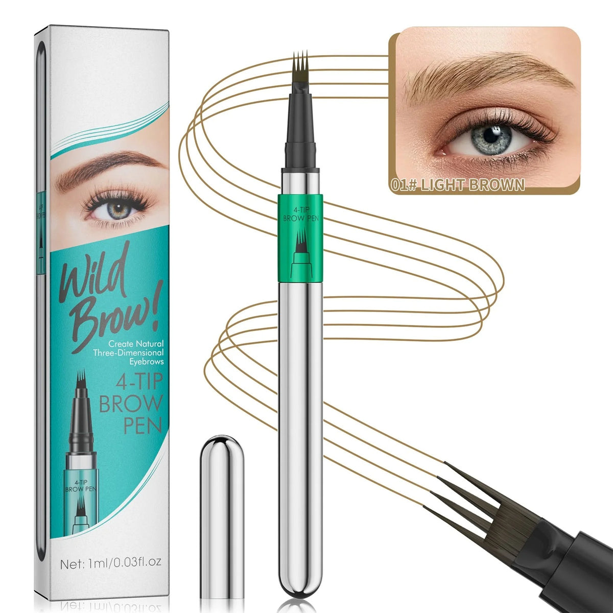 Microblading Eyebrow Pen,Waterproof Eye Brow Pen With 4-Fork-Tip Liquid Brow Pen For Natural Looking Defined