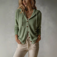 Hooded Knitted Cardigan Womens Loose-Fit Coat - image 9