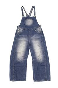 Women's Vintage Wash Wide Leg Denim Overalls - image 7