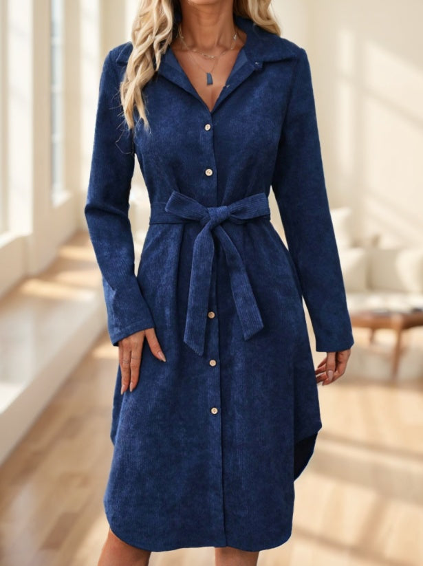Women's Solid Color Long Sleeve Midi Dress Fall Women Dresses - image 6
