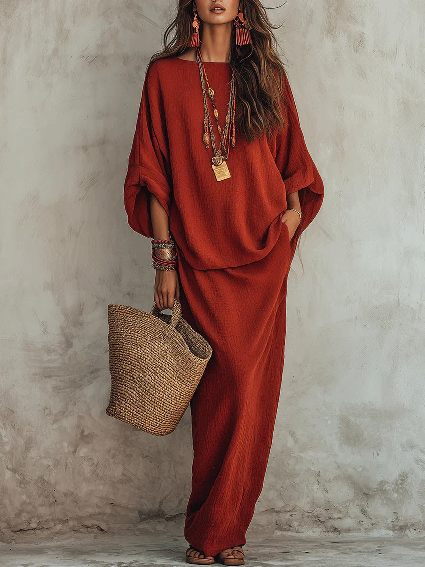 Loose Long Dress Two-Piece Set