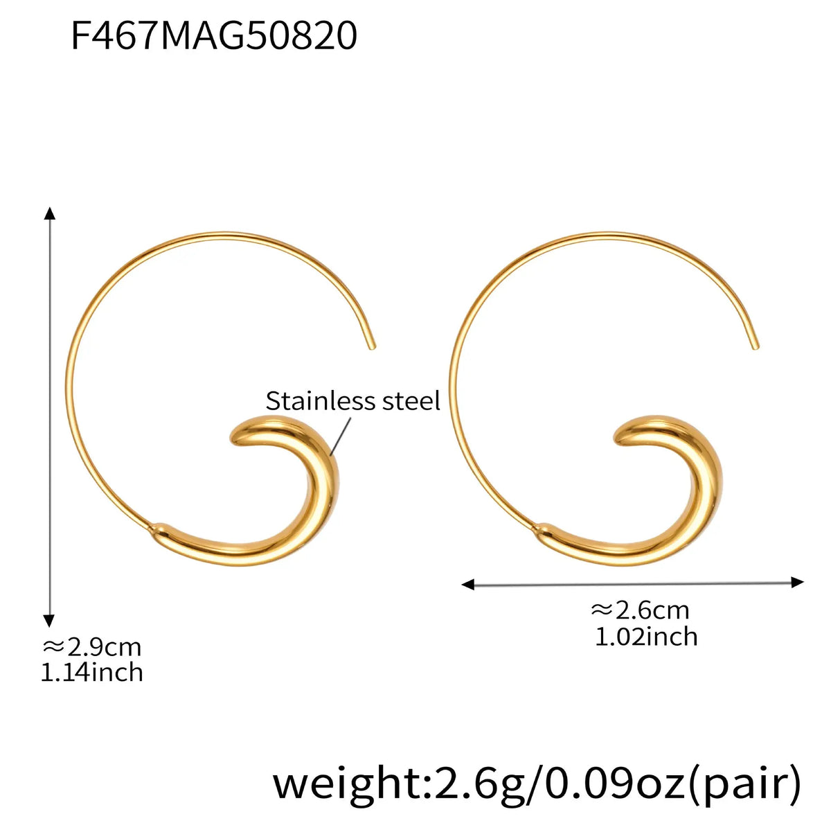 Pendientes de acero inoxidable dorados - image 6