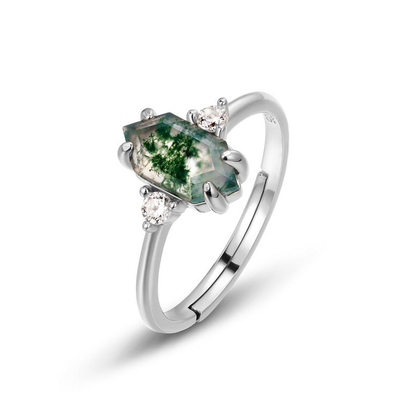 Natural Moss Agate Ring