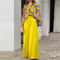 Loose And Elegant Casual Printed Shirt Top Wide Leg Pants Fashion Suit - image 6