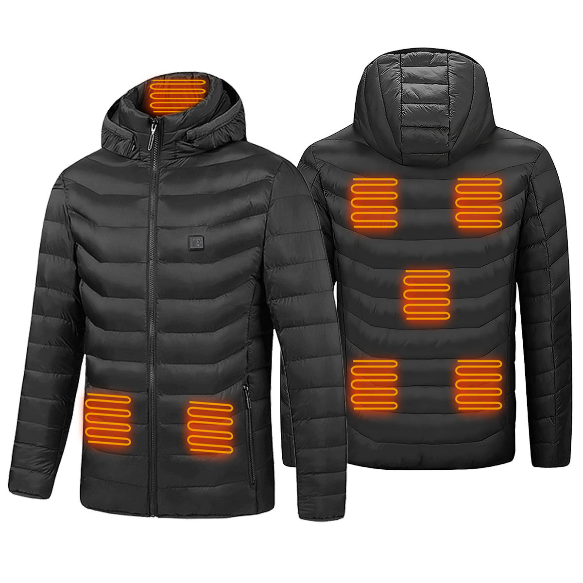 Heated Hooded Puffer Jacket with 8 Heating Zones