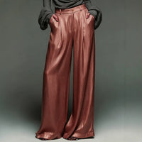 Copper Satin Wide Leg Trousers - image 2