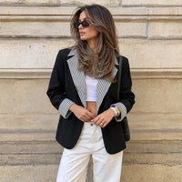 Plaid Color Block Loose Fit Blazer - image 1