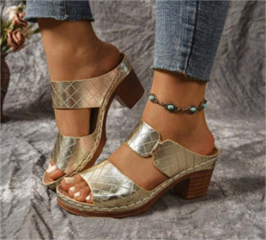 Sandalias acolchadas de tacón grueso sin talón - image 10