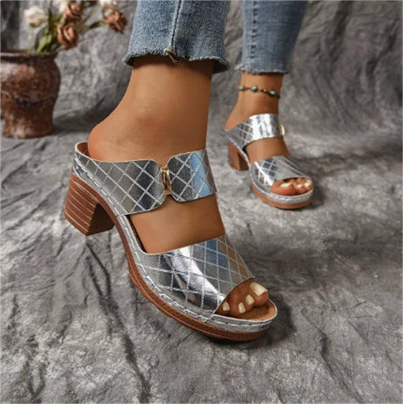 Sandalias acolchadas de tacón grueso sin talón - image 11