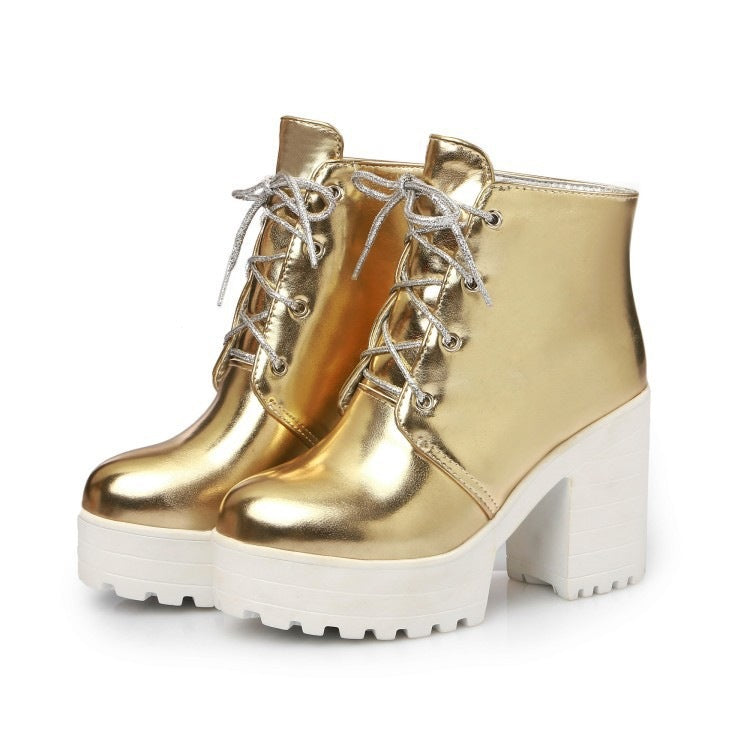Lace-Up Platform Chunky Heel Combat Boots - image 5