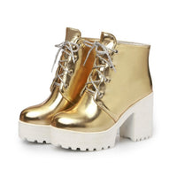 Lace-Up Platform Chunky Heel Combat Boots - image 5
