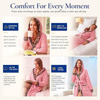 RONGTAI Women's Coral Fleece Long Robe Bathrobe, Jacquard Hearts - image 10