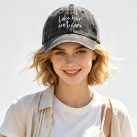 2pcs Lake Hair Washed Black Baseball Cap , Lake Hair Don't Care Embroidery Vintage Distressed Hat Summer Casual Lake Trip Hat - image 5