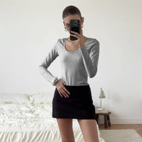 U-Neck Slim Fit Long Sleeve Base Top - image 9
