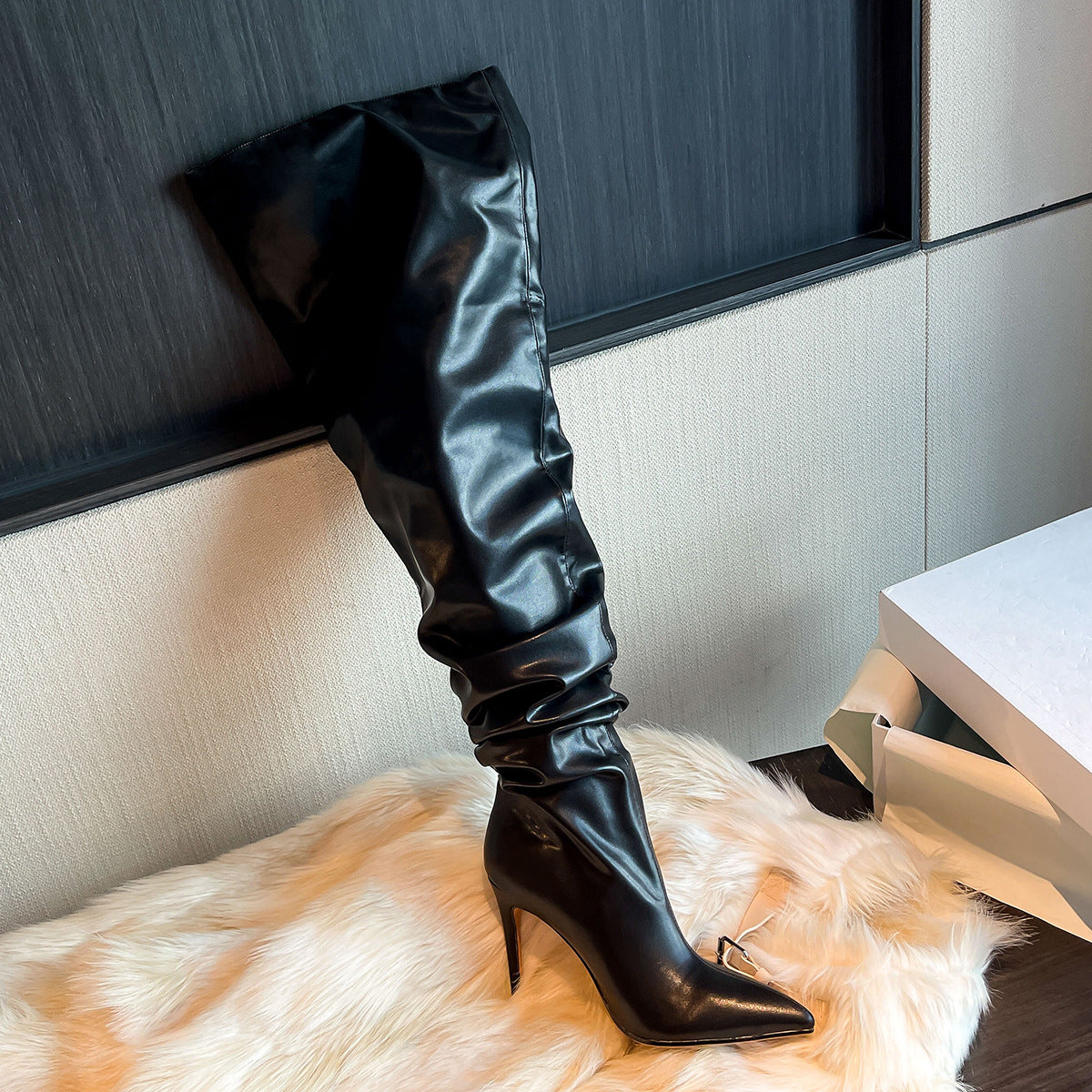Pointed Toe Stiletto Slouchy Over-the-Knee Boots