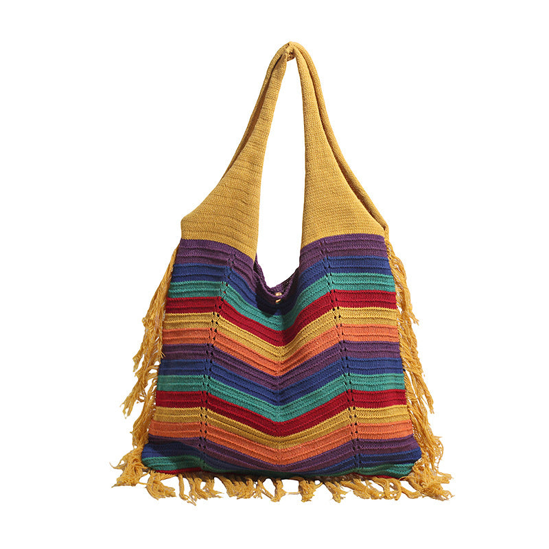 Knit Tassel Beach Tote Bag - image 8