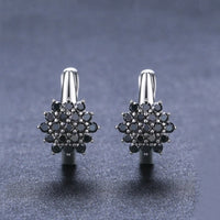 Black Zircon Flower Huggie Earrings - image 5
