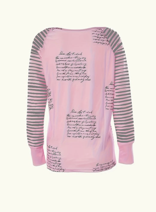 Women's Casual V-Neck T-Shirt With Unique Cloud Print - image 3