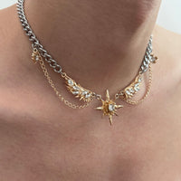 Star Double Layer Titanium Steel Necklace - image 1