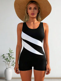 Black and White Stripe Tankini Swimsuit with Boy Shorts - image 1