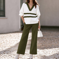Women's Color Block Striped Top and Pants Set - image 9