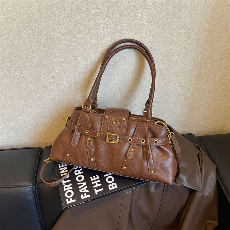 Rivet Belt Buckle Shoulder Bag